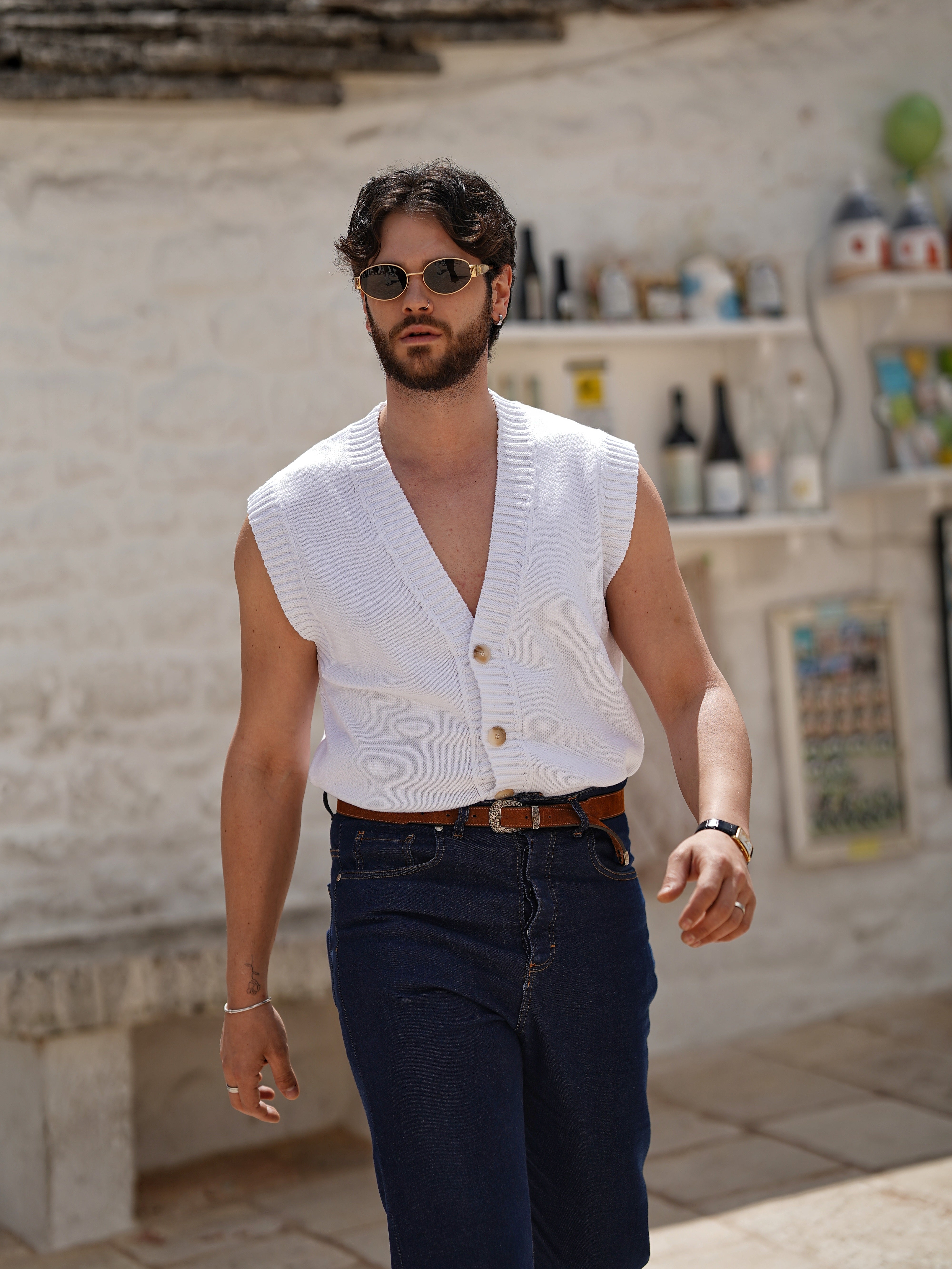 Gilet smacchinato bianco