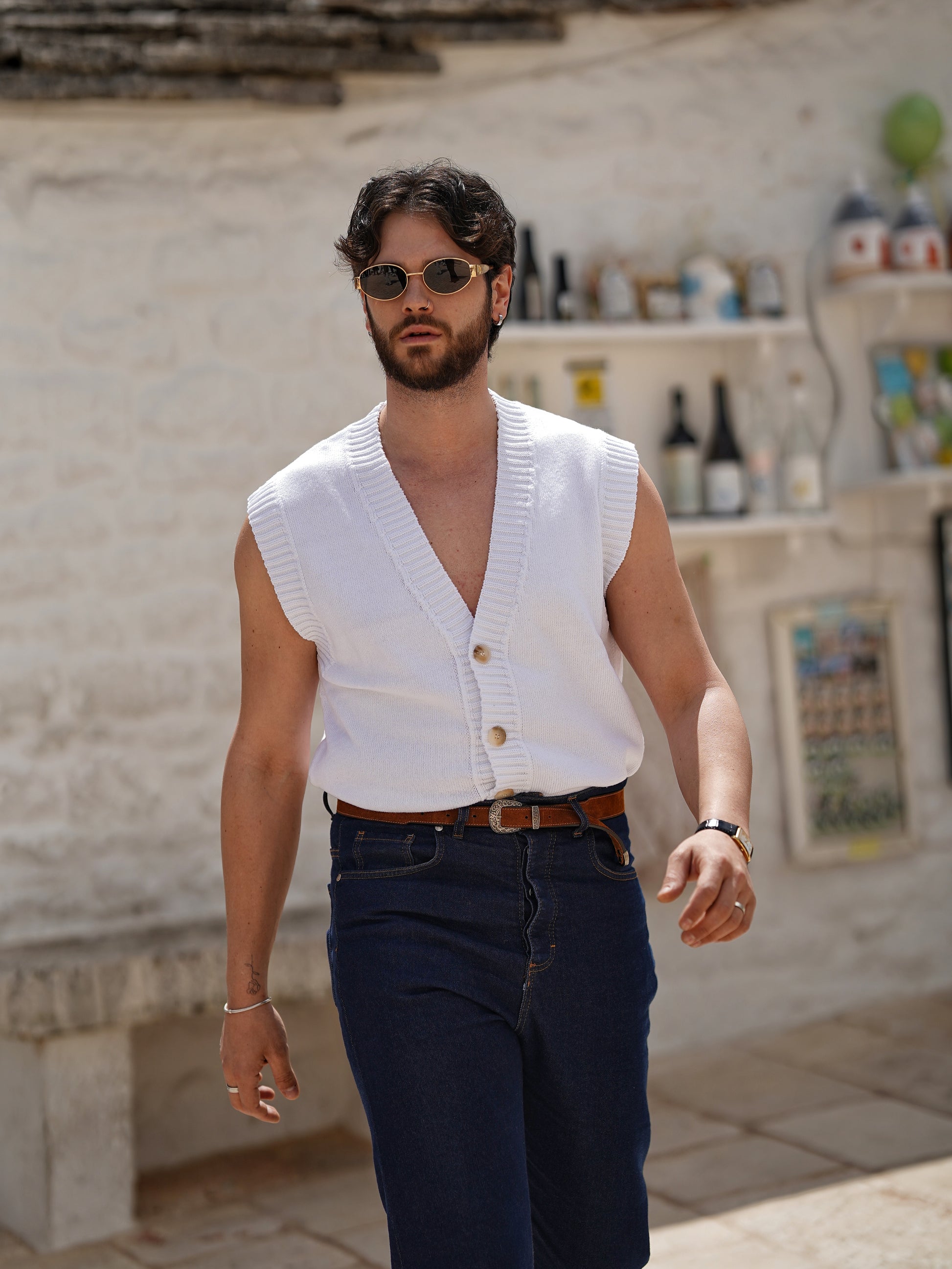 Gilet smacchinato bianco