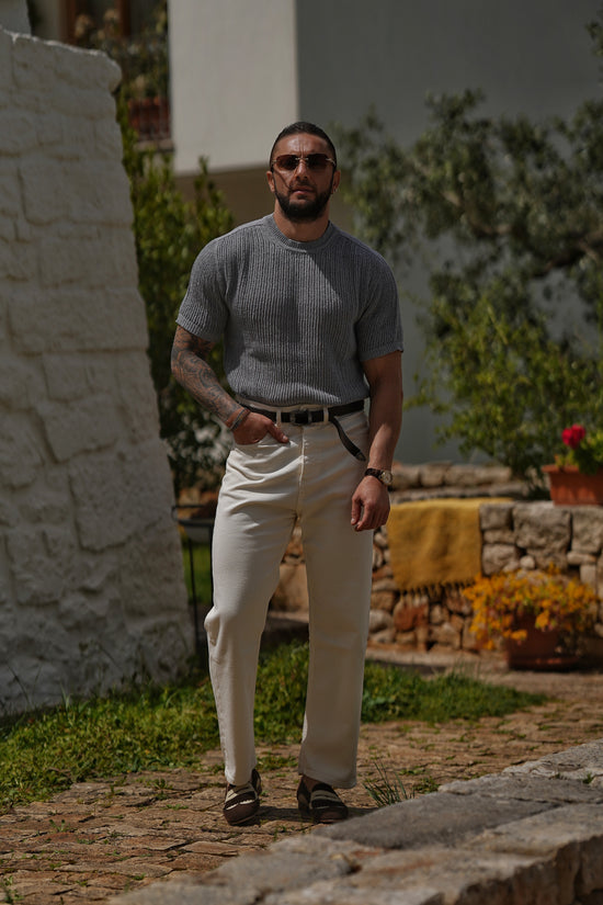 T-shirt forata grigio fumo