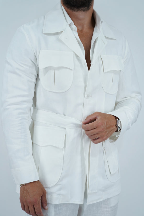 Giacca Safari in lino bianco