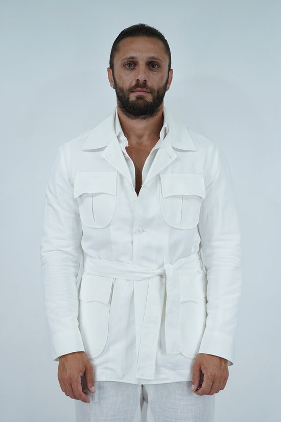 Giacca Safari in lino bianco