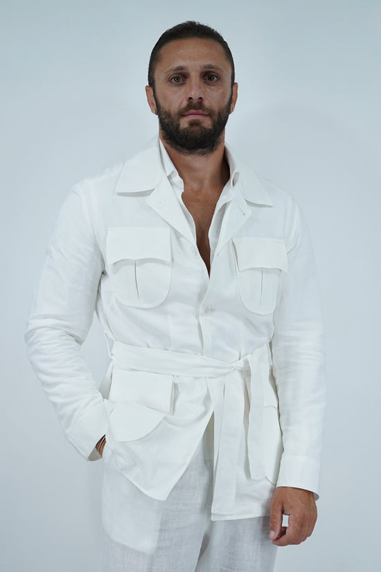 Giacca Safari in lino bianco