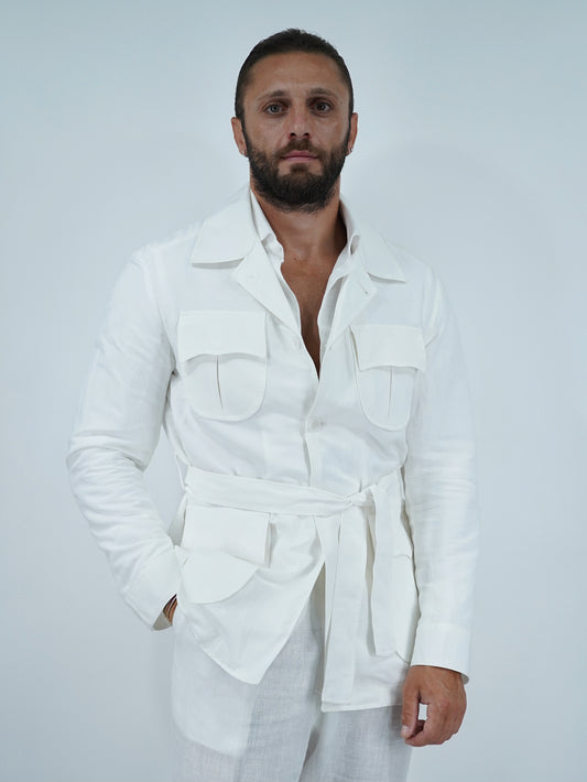 Giacca Safari in lino bianco
