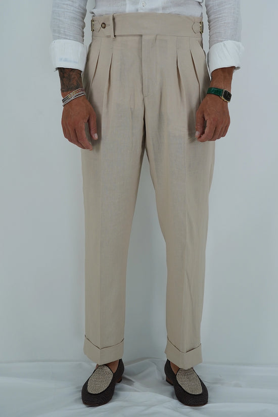 Gurkha Heritage 1 bottone in lino - Fondo 22/25cm | Doppia Fibbia Regolabile | Beige