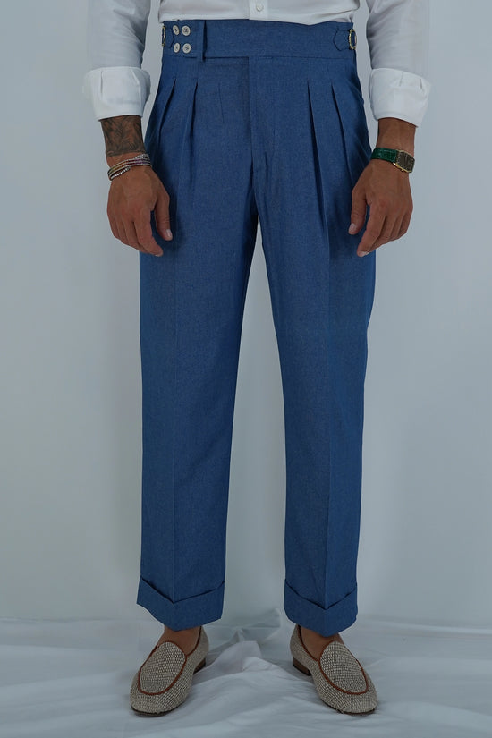 Gurkha Heritage 4 bottoni - Fondo 22/25cm | Doppia Fibbia Regolabile | Jeans Chiaro