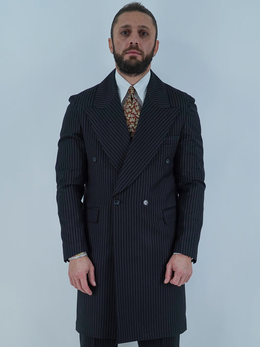 Giacca Heritage Lunga Doppio Petto - Linea Extensive | Nero Gessato