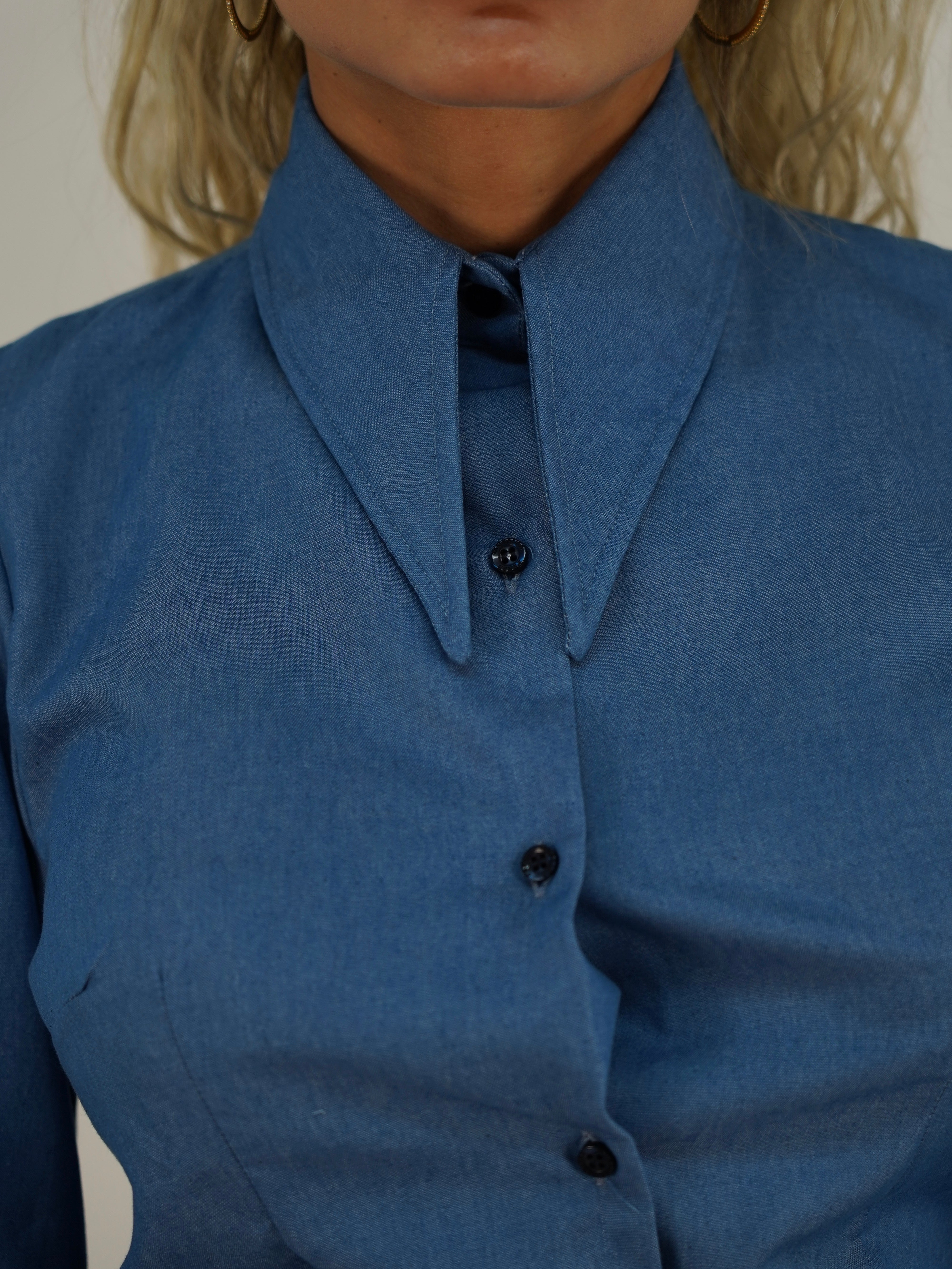 Camicia Mory collo a vela blu jeans