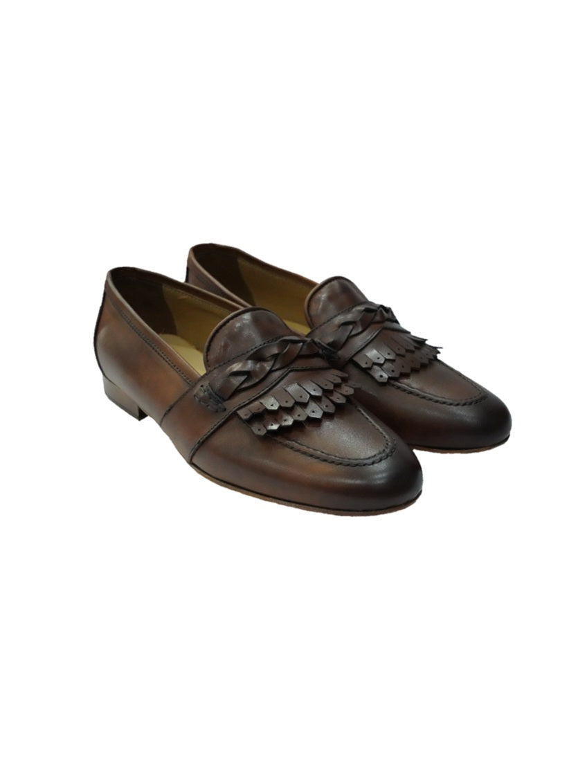 Mocassini treccia cuoio