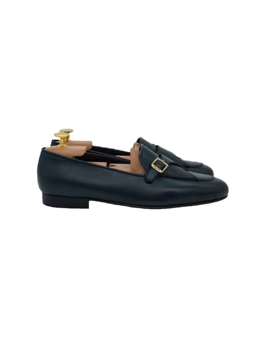 Mocassino blu con fibbia