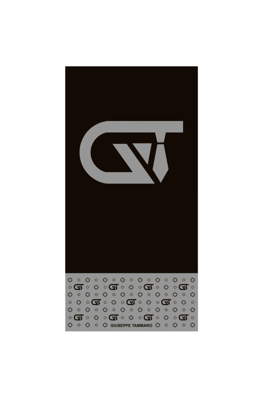 Telo mare monogram 180x90cm in microfibra nero/grigio