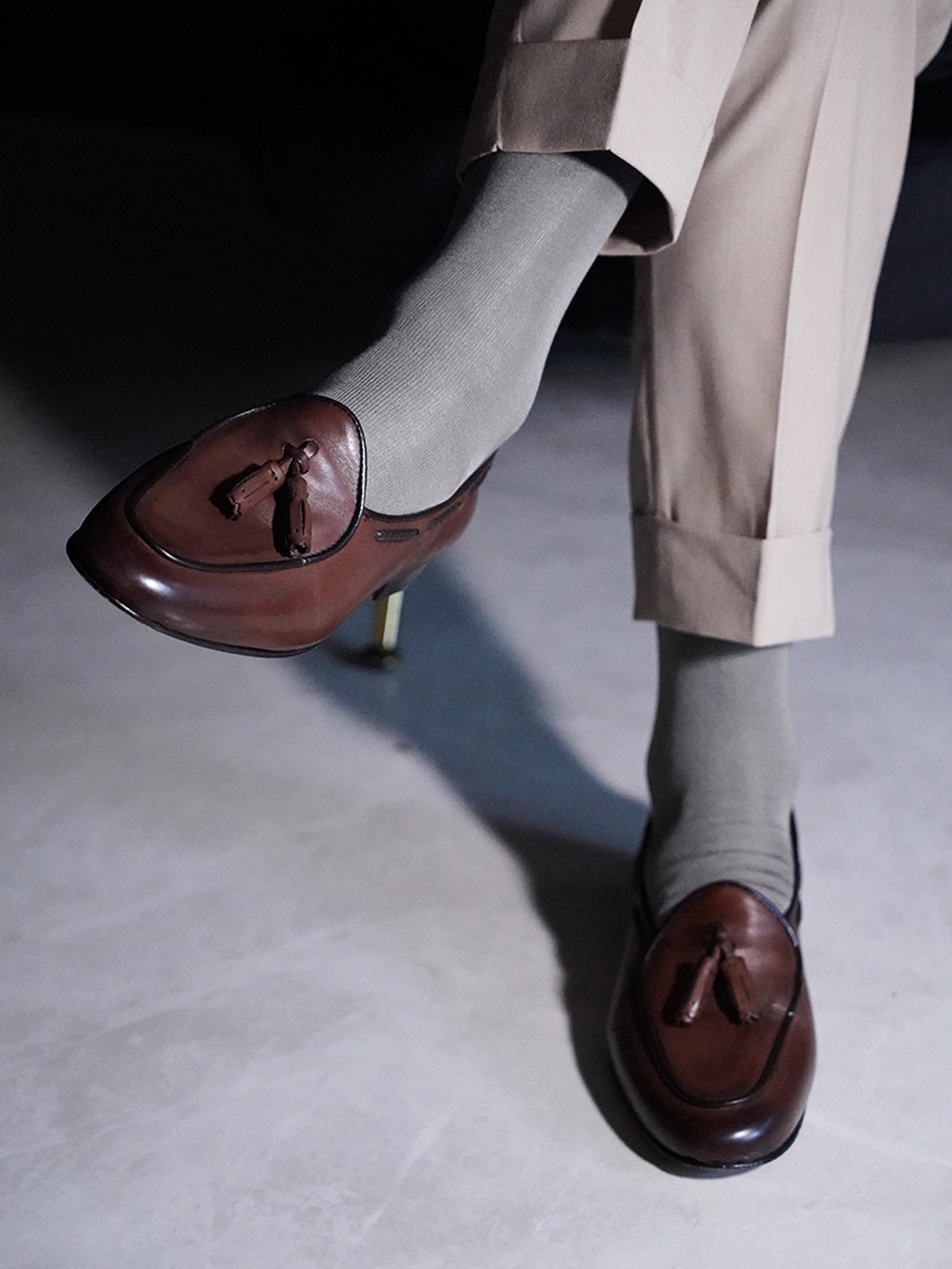 Calza Lunga Filo di Scozia - Maglia liscia | Grigio medio