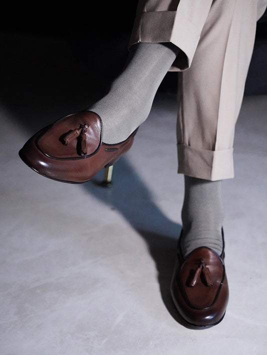 Calza Lunga Filo di Scozia - Maglia liscia | Grigio medio