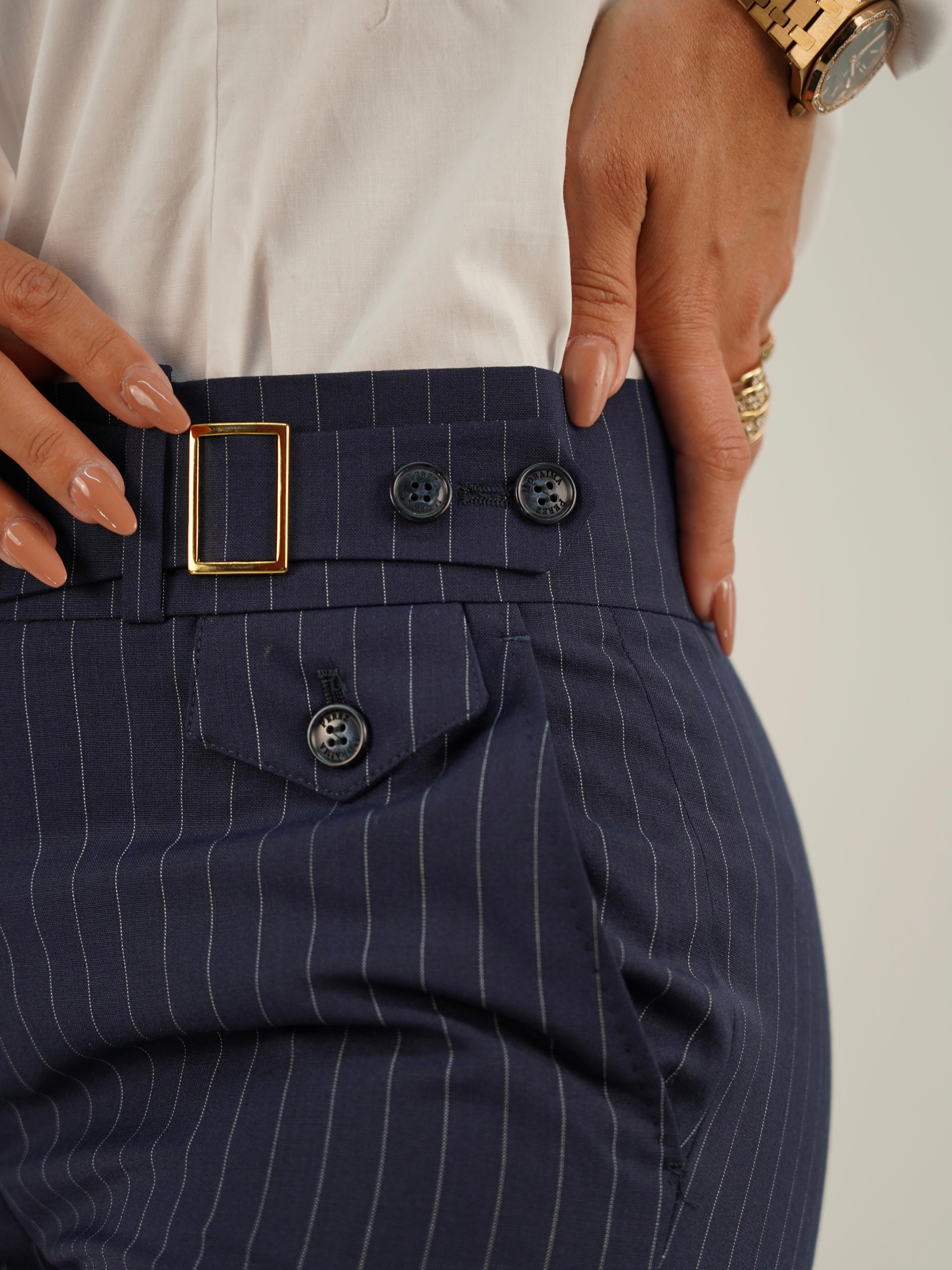 Tailleur doppiopetto blu gessato