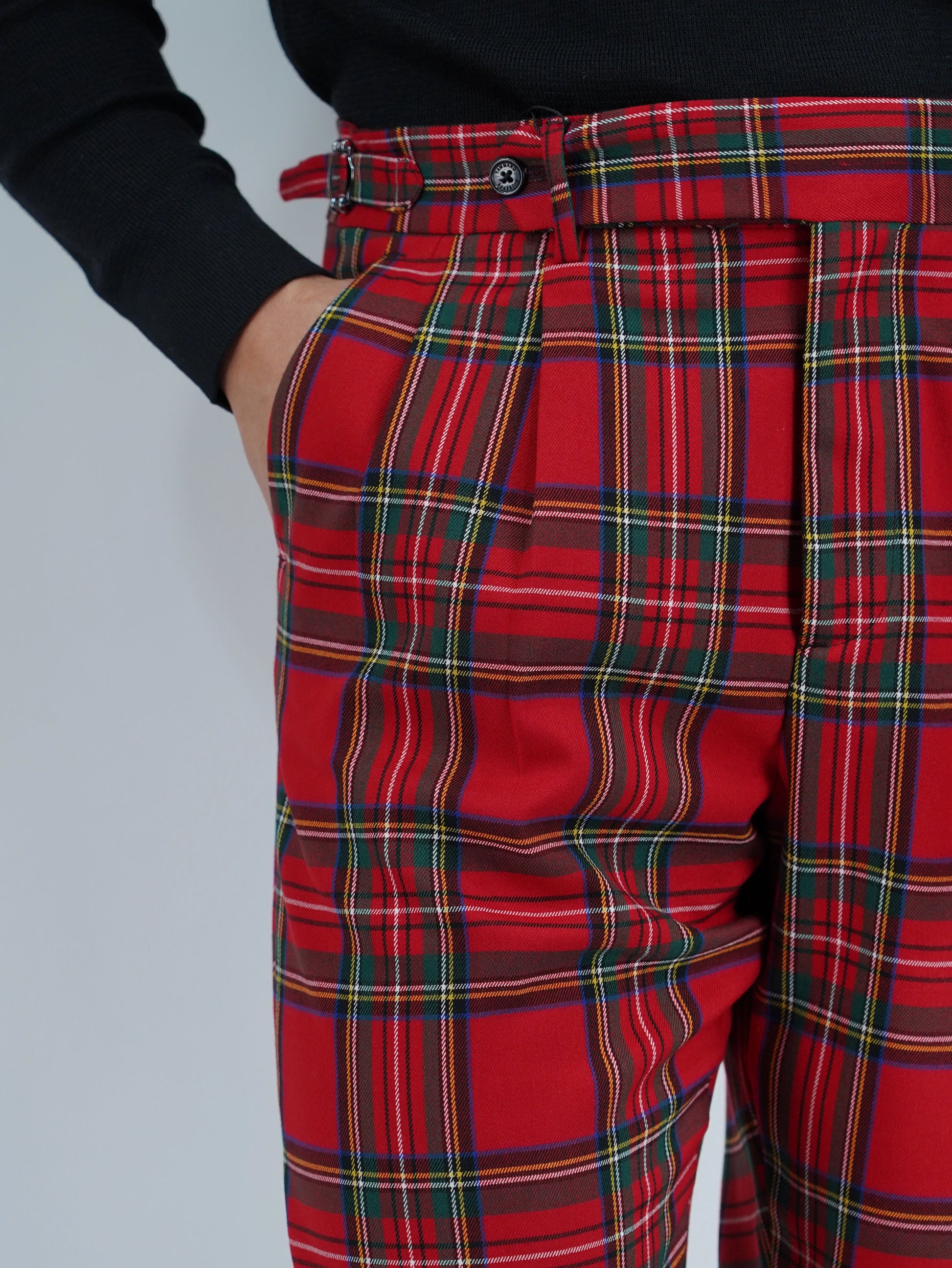 Gurkha 1 bottone con fibbie laterali stringenti Tartan Royal Stewart