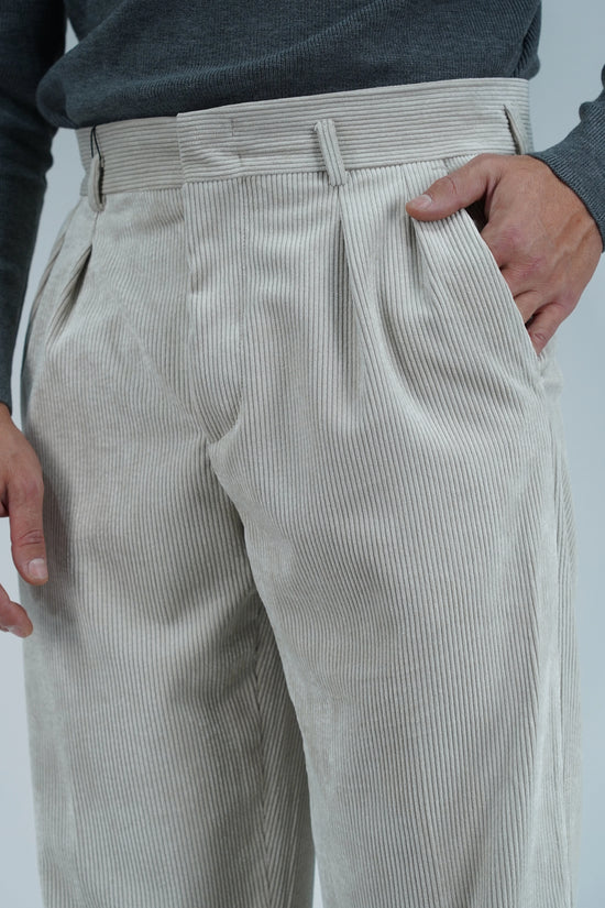 Gurkha con passanti in velluto a coste avorio fondo 23cm