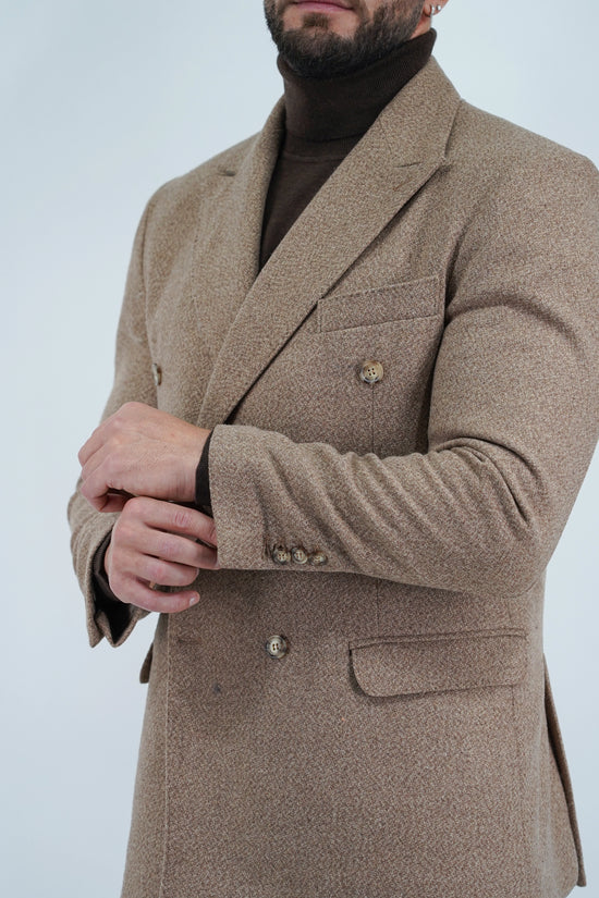 Giacca Harmonious doppiopetto in flanella argilla