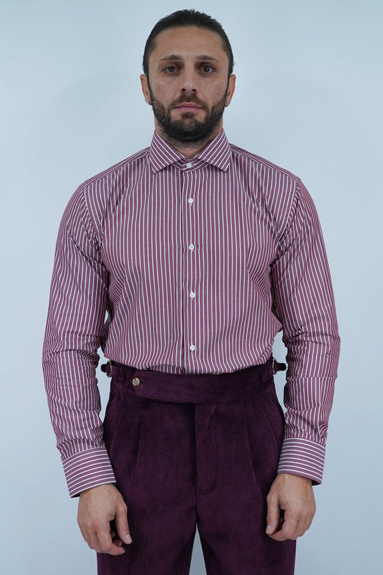 Camicia collo francese bordeaux rigo bianco