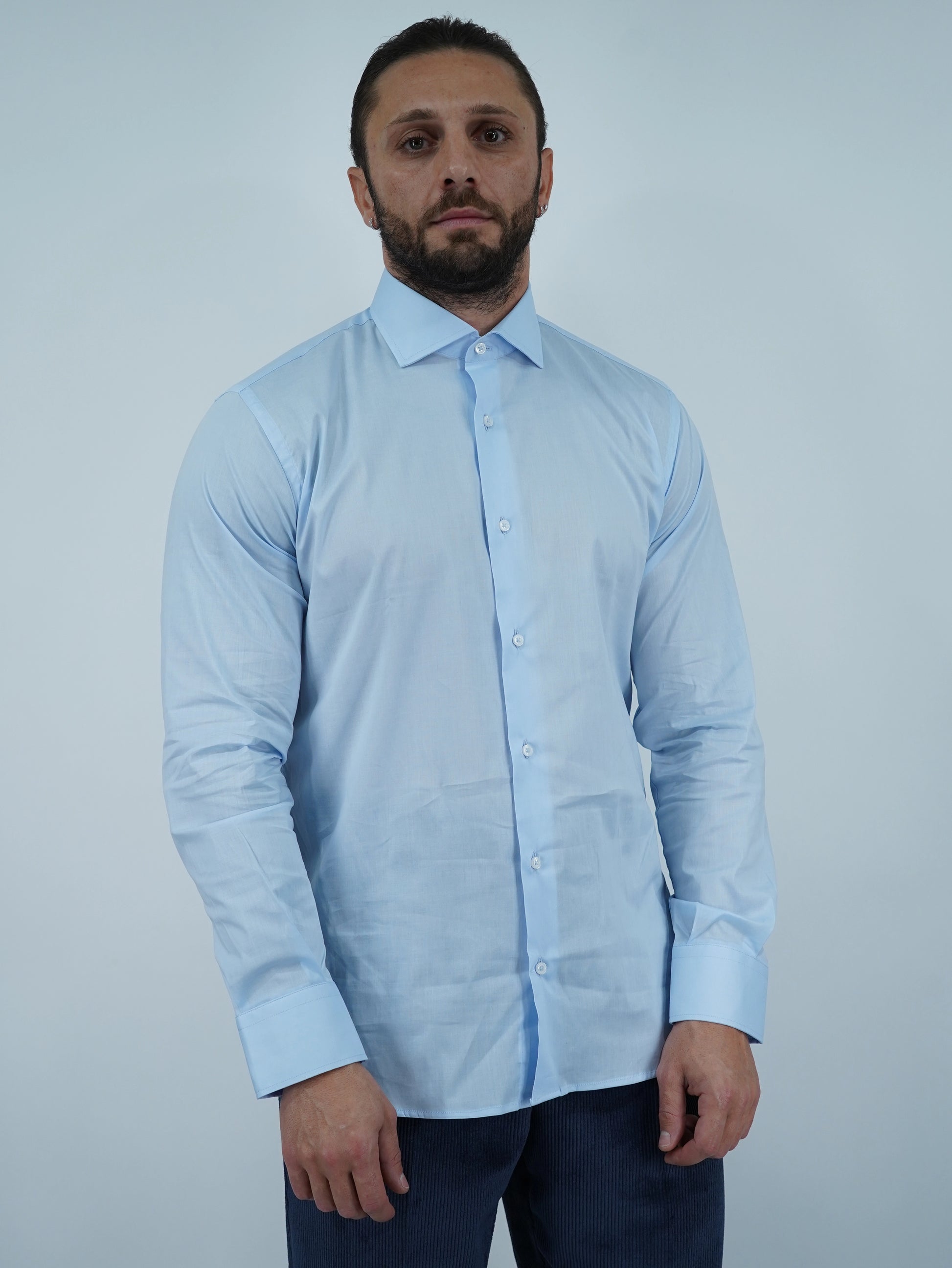 Camicia collo francese celeste