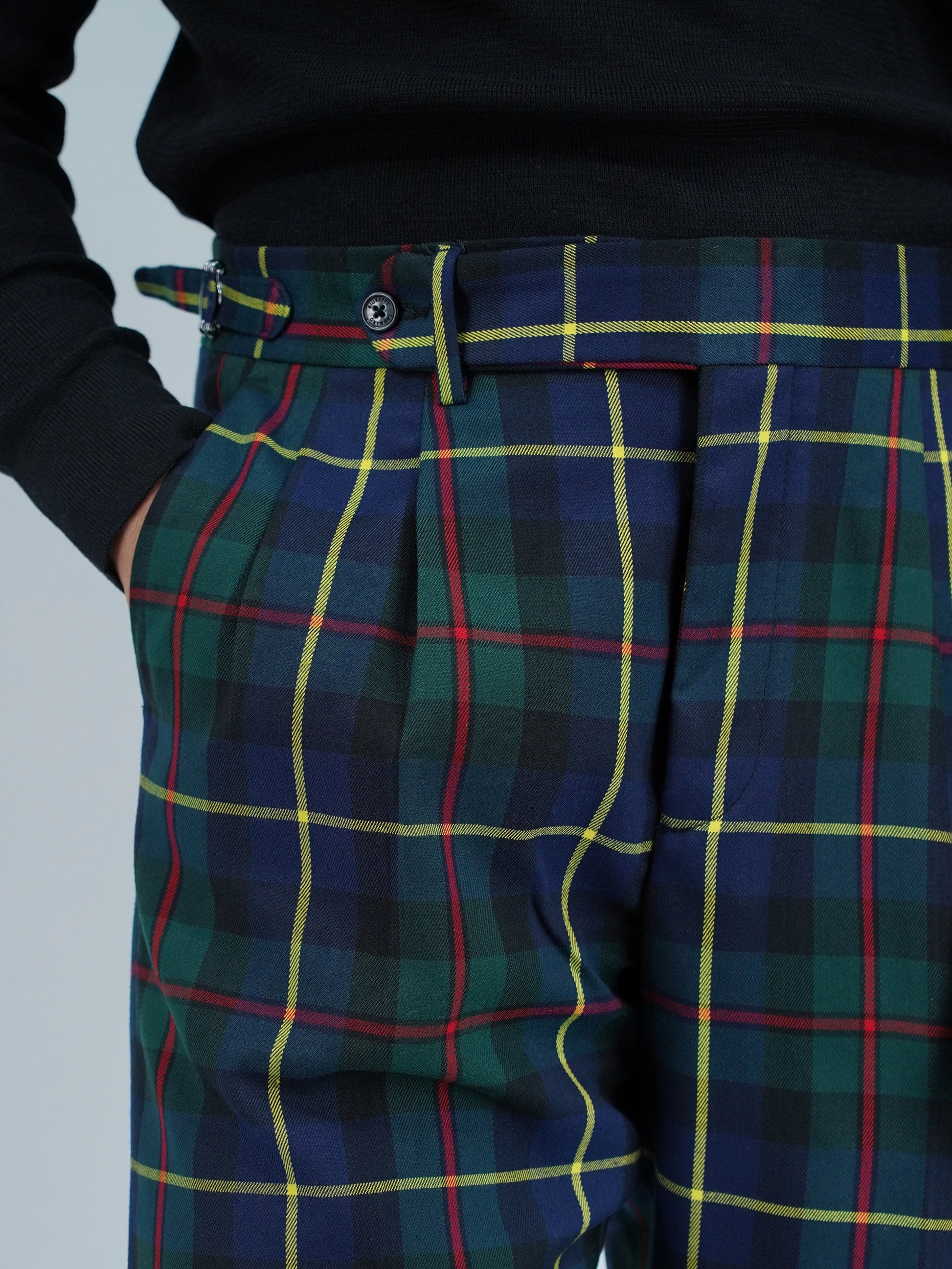 Gurkha 1 bottone con fibbie laterali stringenti Tartan Black Watch