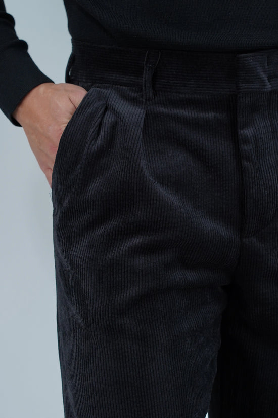 Gurkha con passanti in velluto a coste nero fondo 23cm