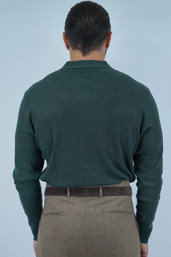 Polo senza bottoni in filo verde