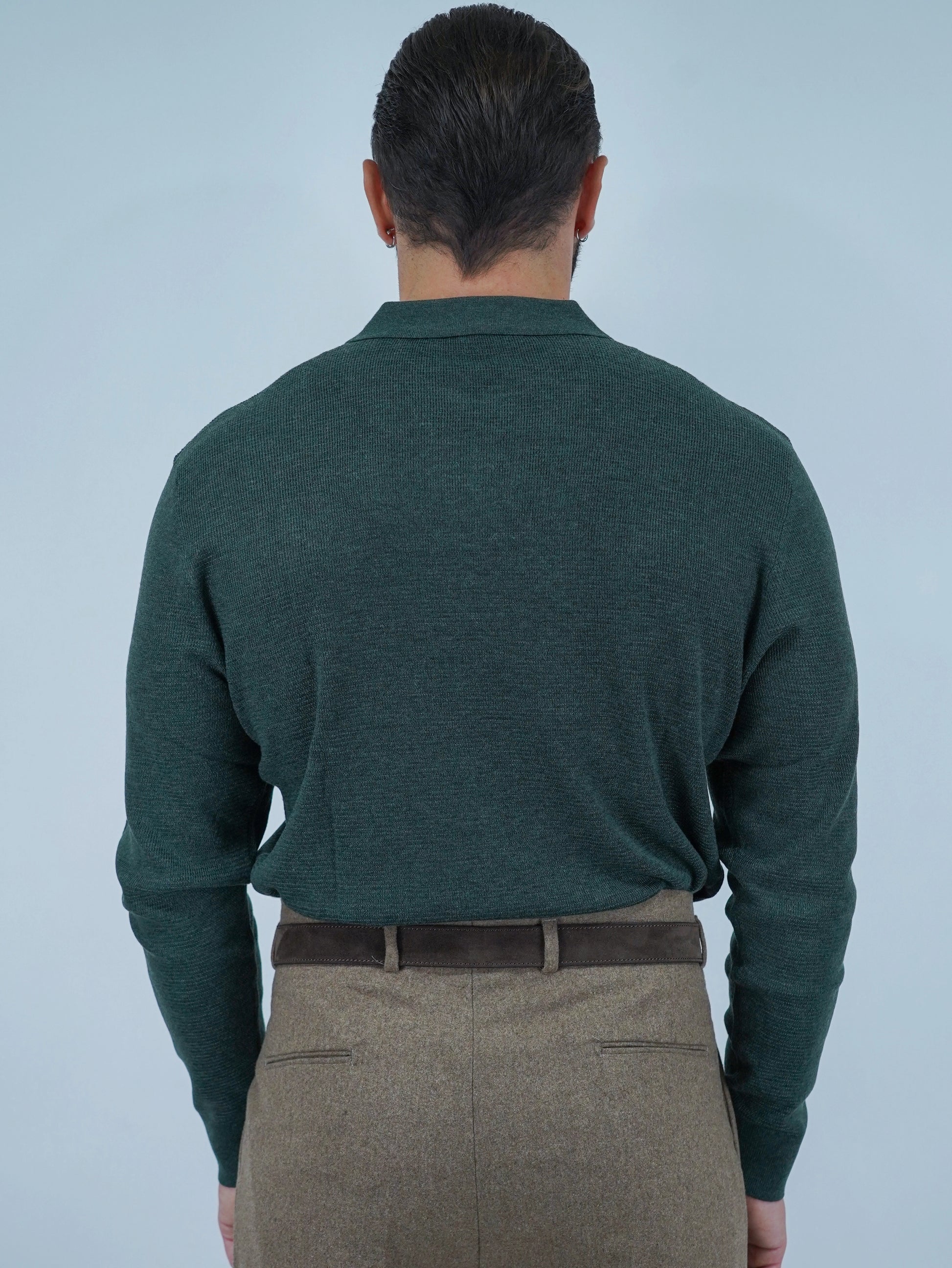 Polo senza bottoni in filo verde