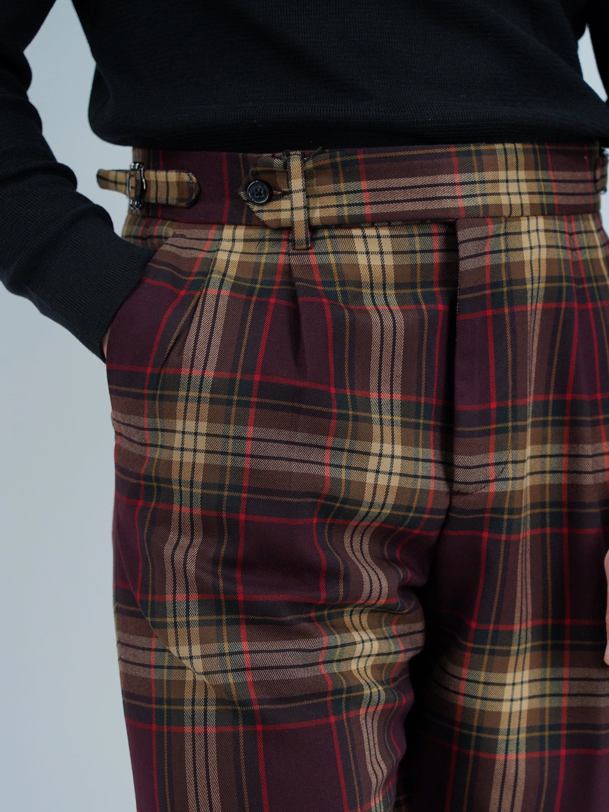 Gurkha 1 bottone con fibbie stringenti laterali Tartan Royal Stewart