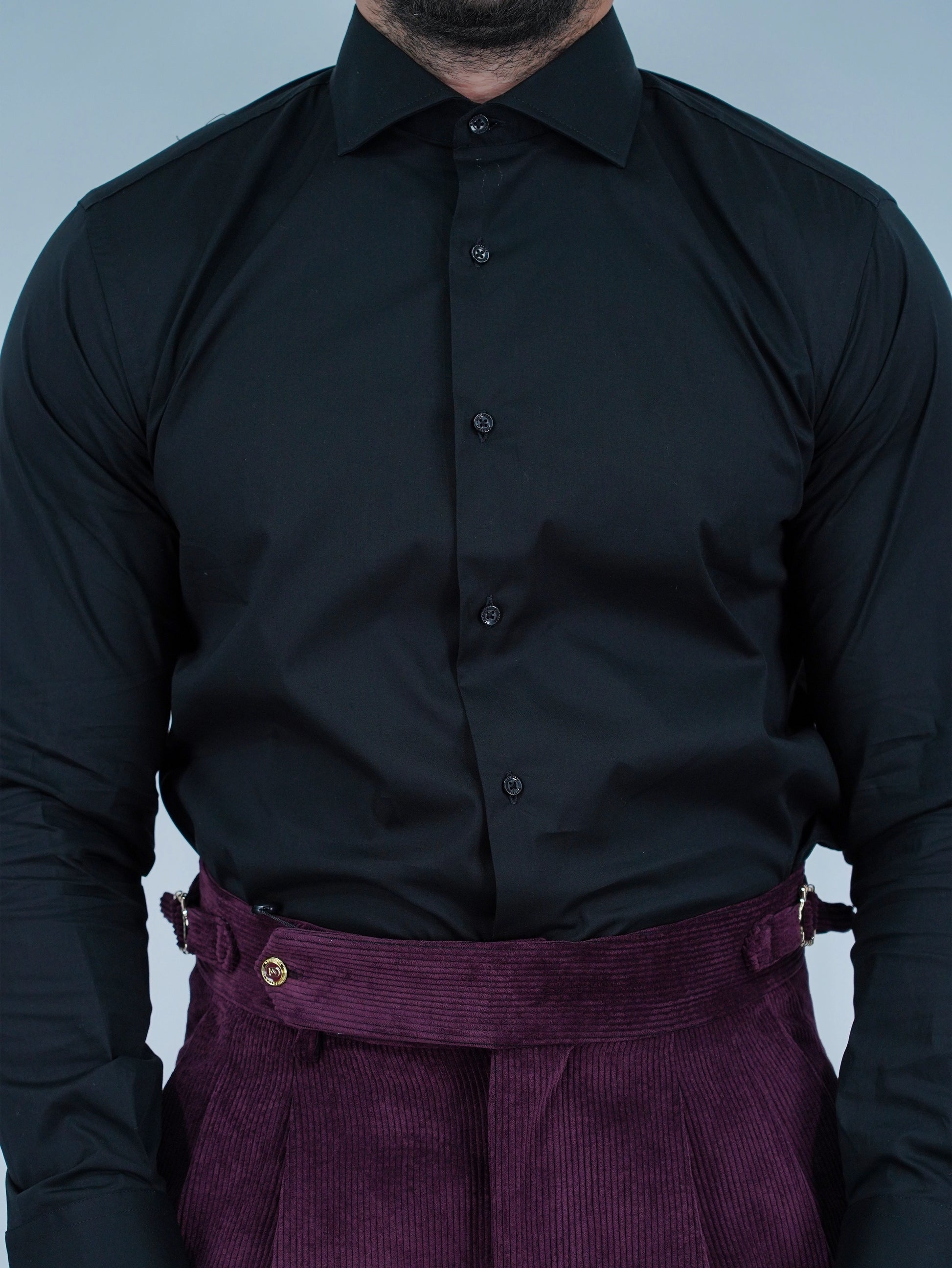 Camicia collo francese nera