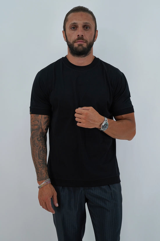 T-Shirt in Filo di Scozia | Girocollo| Nero