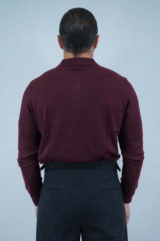 Polo con bottoni in filo bordeaux