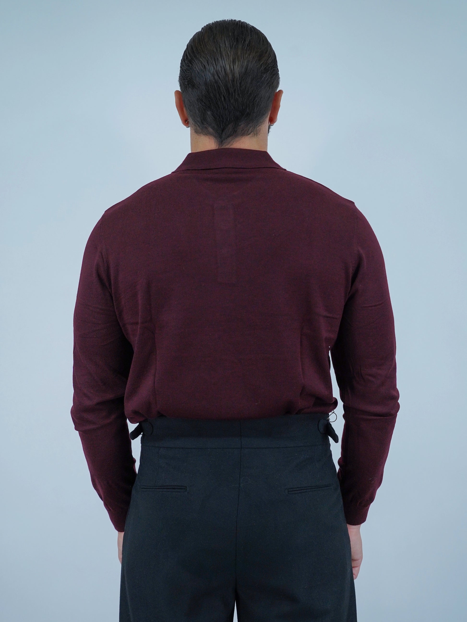 Polo con bottoni in filo bordeaux