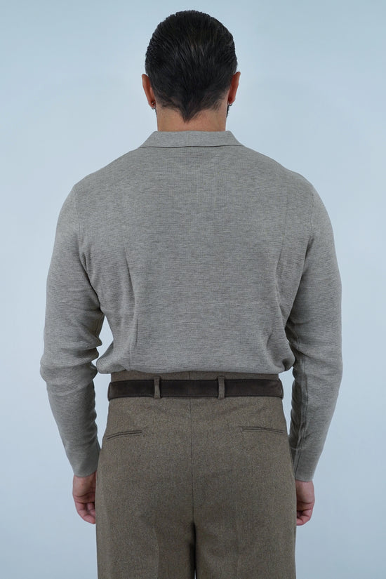 Polo senza bottoni in filo beige