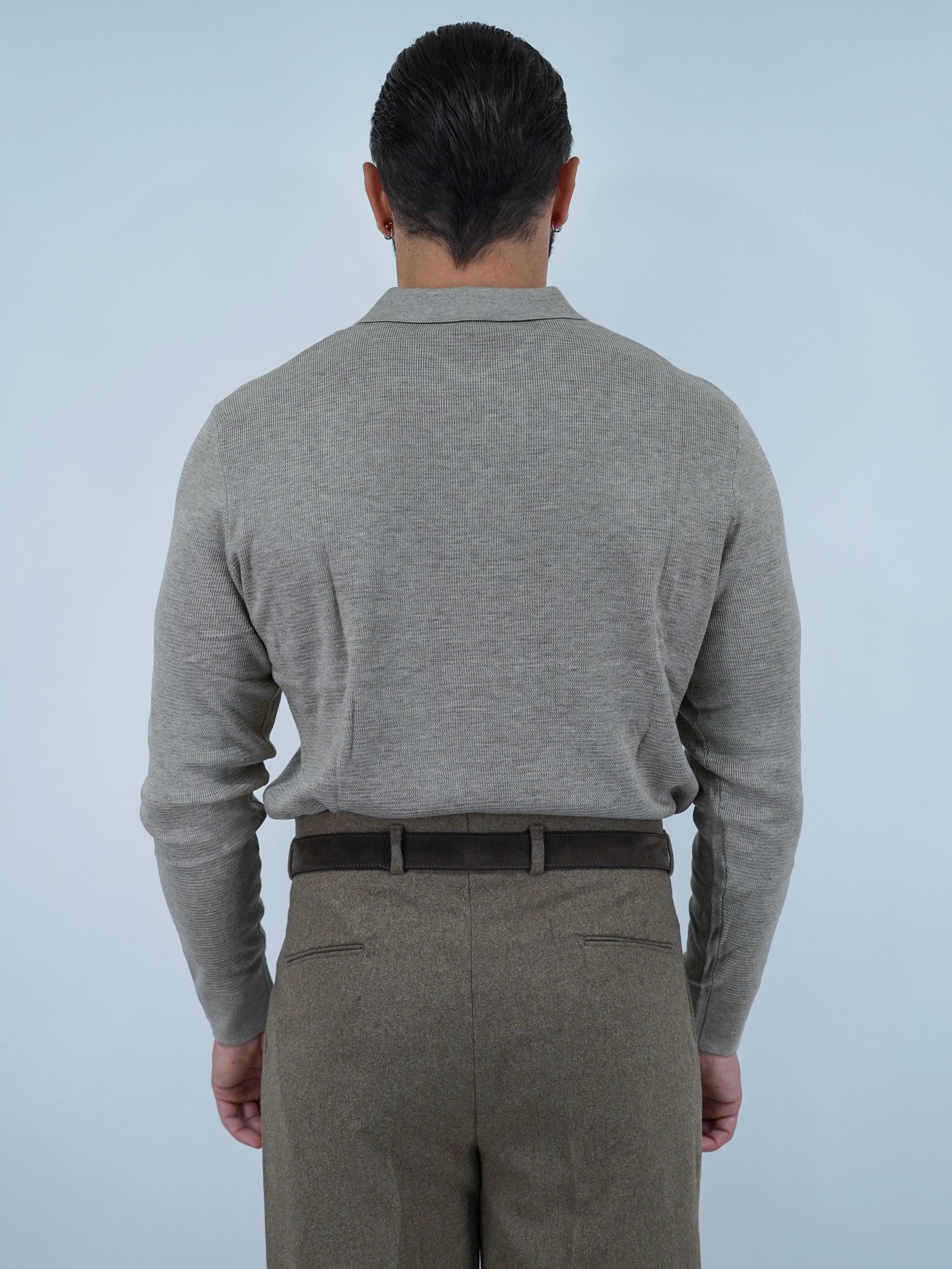 Polo senza bottoni in filo beige