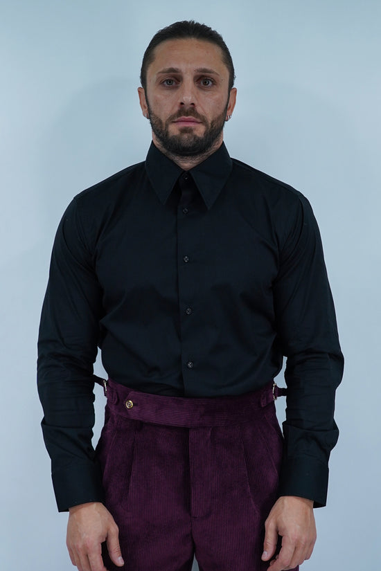 Camicia collo a vela nera