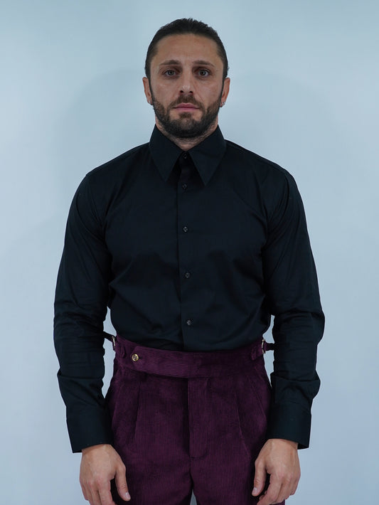 Camicia collo a vela nera