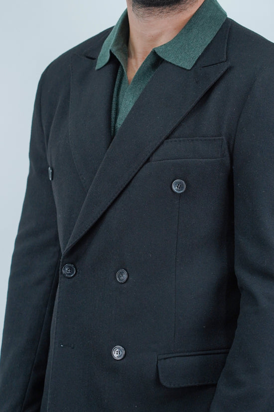 Giacca Harmonious doppiopetto in flanella nero