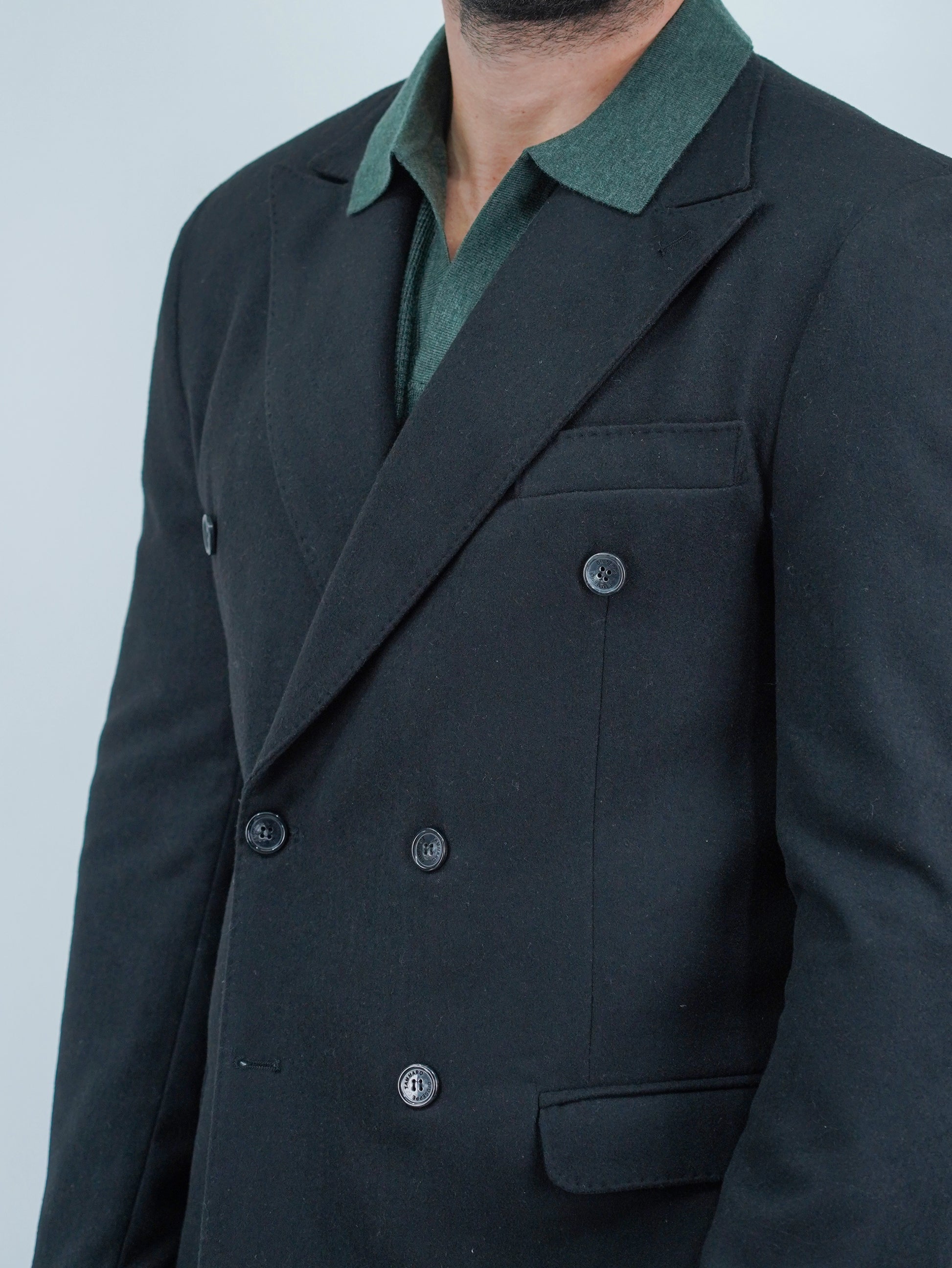 Giacca Harmonious doppiopetto in flanella nero