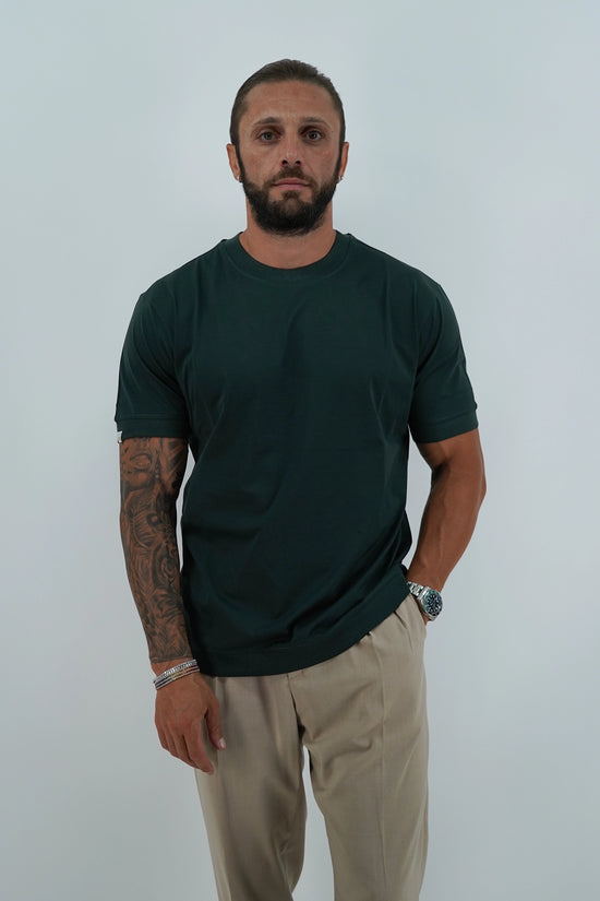 T-Shirt in Filo di Scozia | Girocollo| Verde Foresta