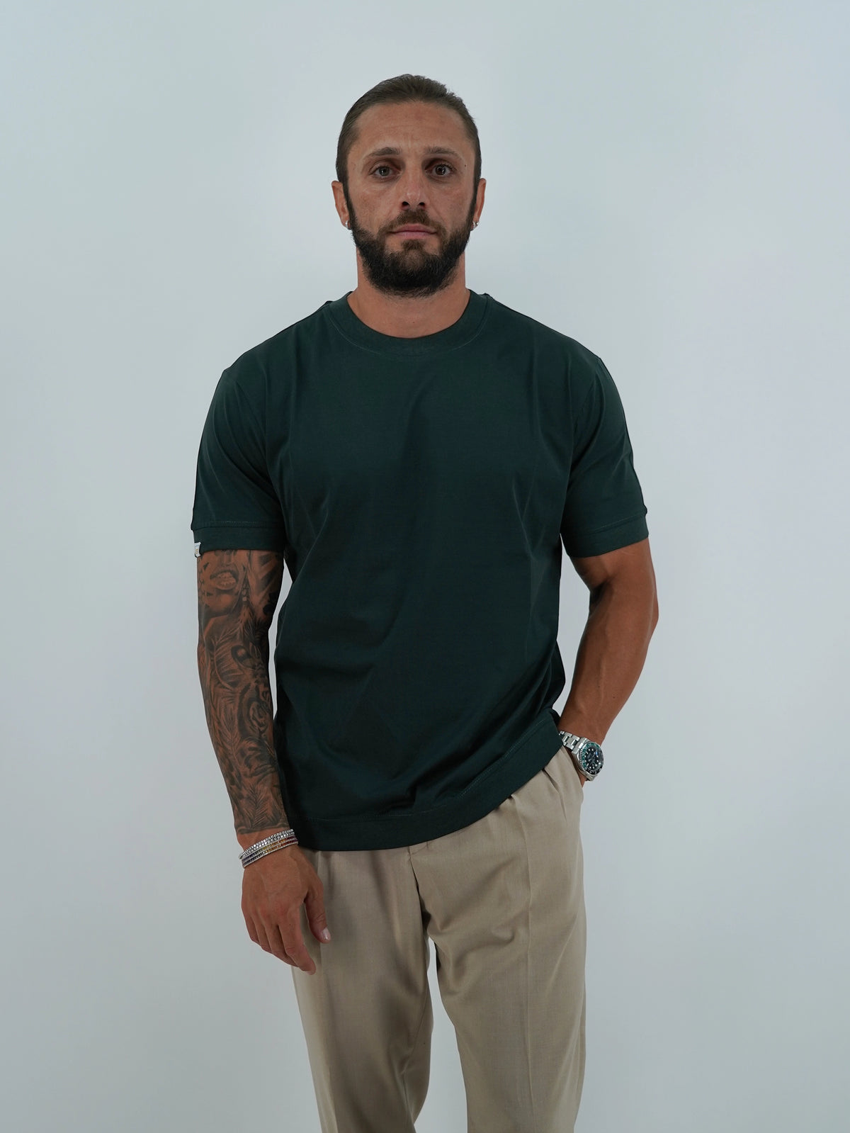 T-Shirt in Filo di Scozia | Girocollo| Verde Foresta