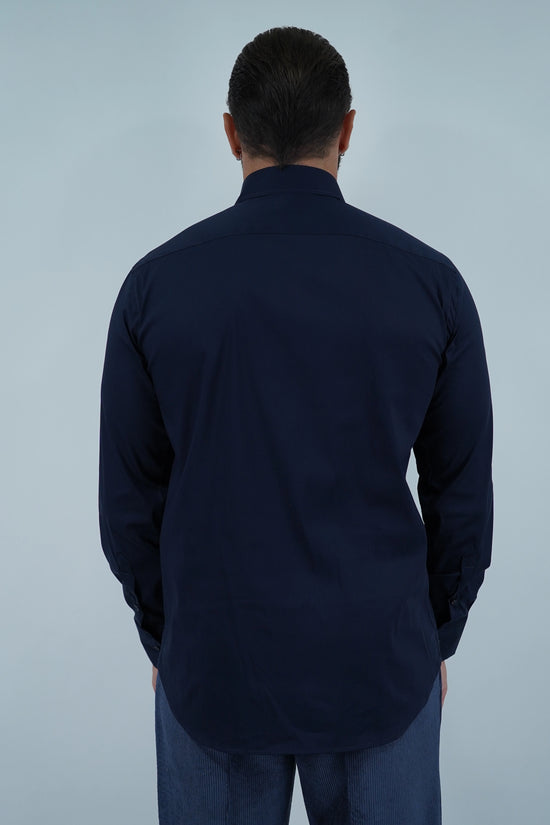 Camicia collo a vela blu