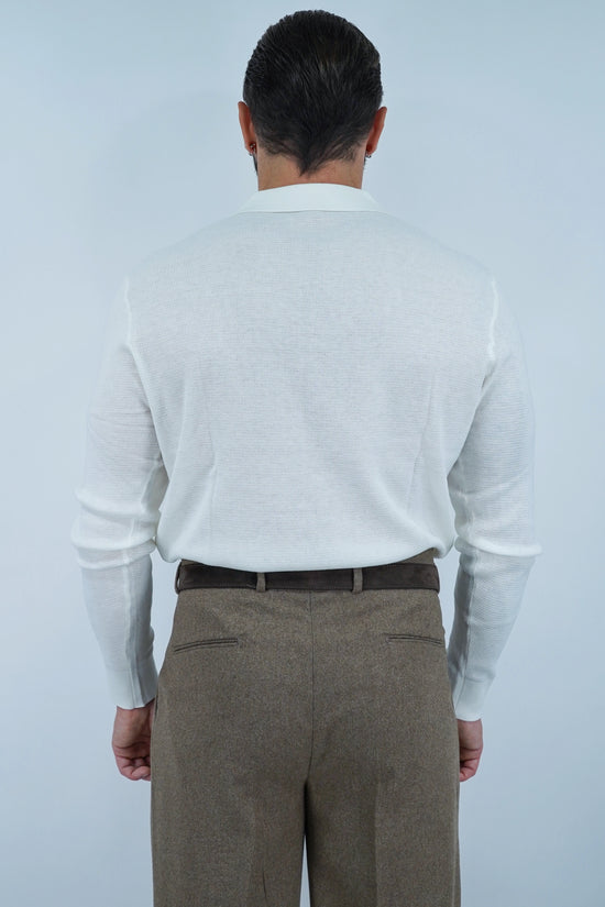 Polo senza bottoni in filo bianca