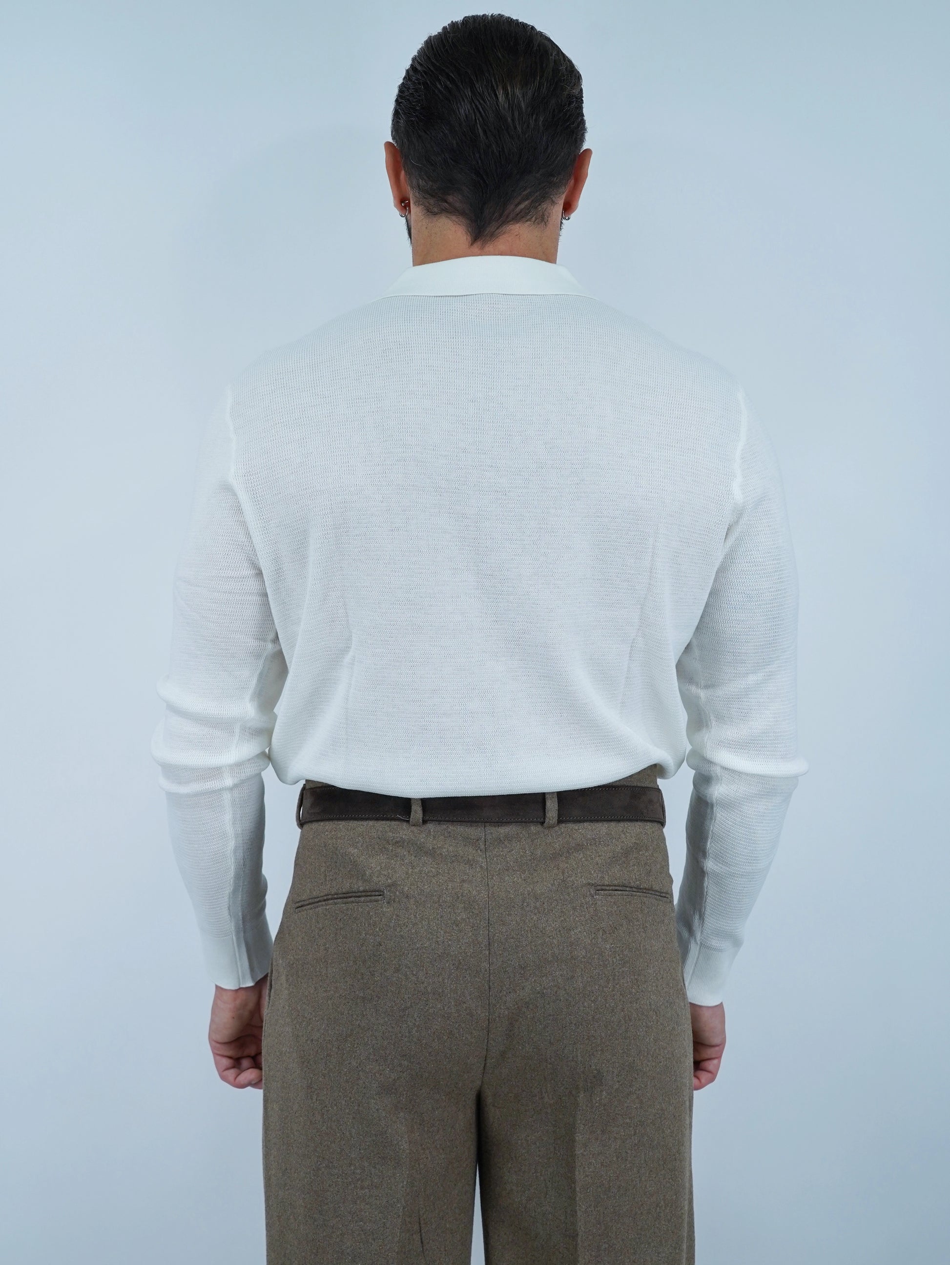 Polo senza bottoni in filo bianca