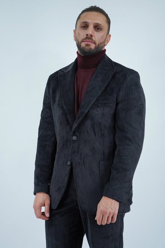 Giacca Harmonious monopetto in velluto a coste nero