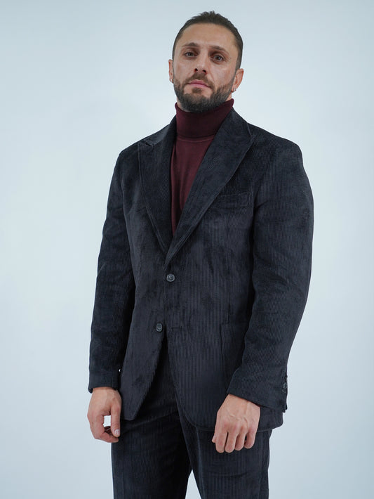 Giacca Harmonious monopetto in velluto a coste nero