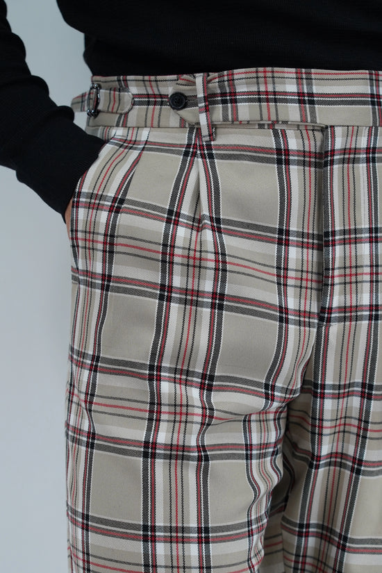 Gurkha un bottone con fibbie laterali stringenti Tartan Beige Check