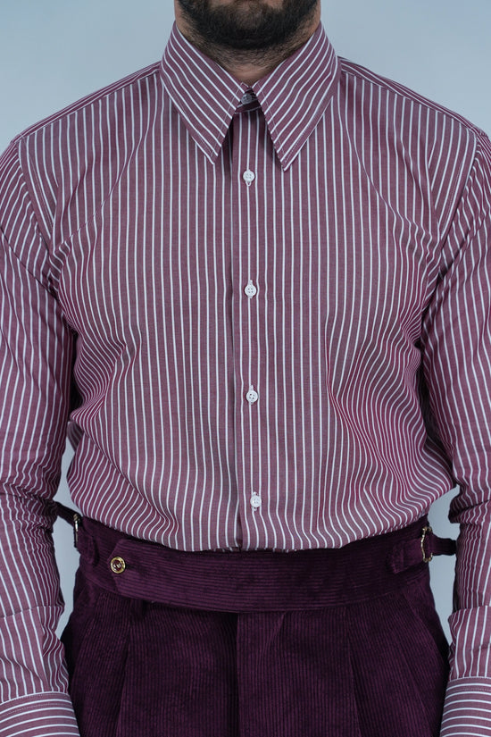 Camicia collo a vela bordeaux rigo bianco