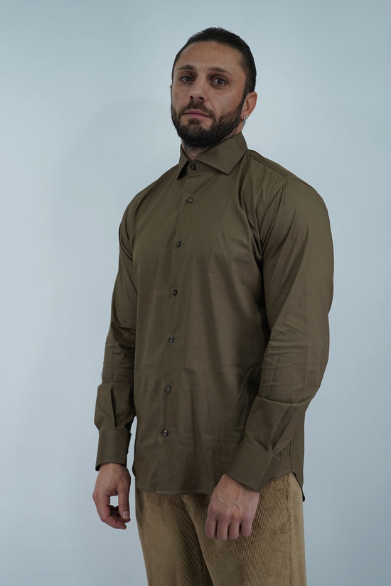 Camicia collo francese Tabacco