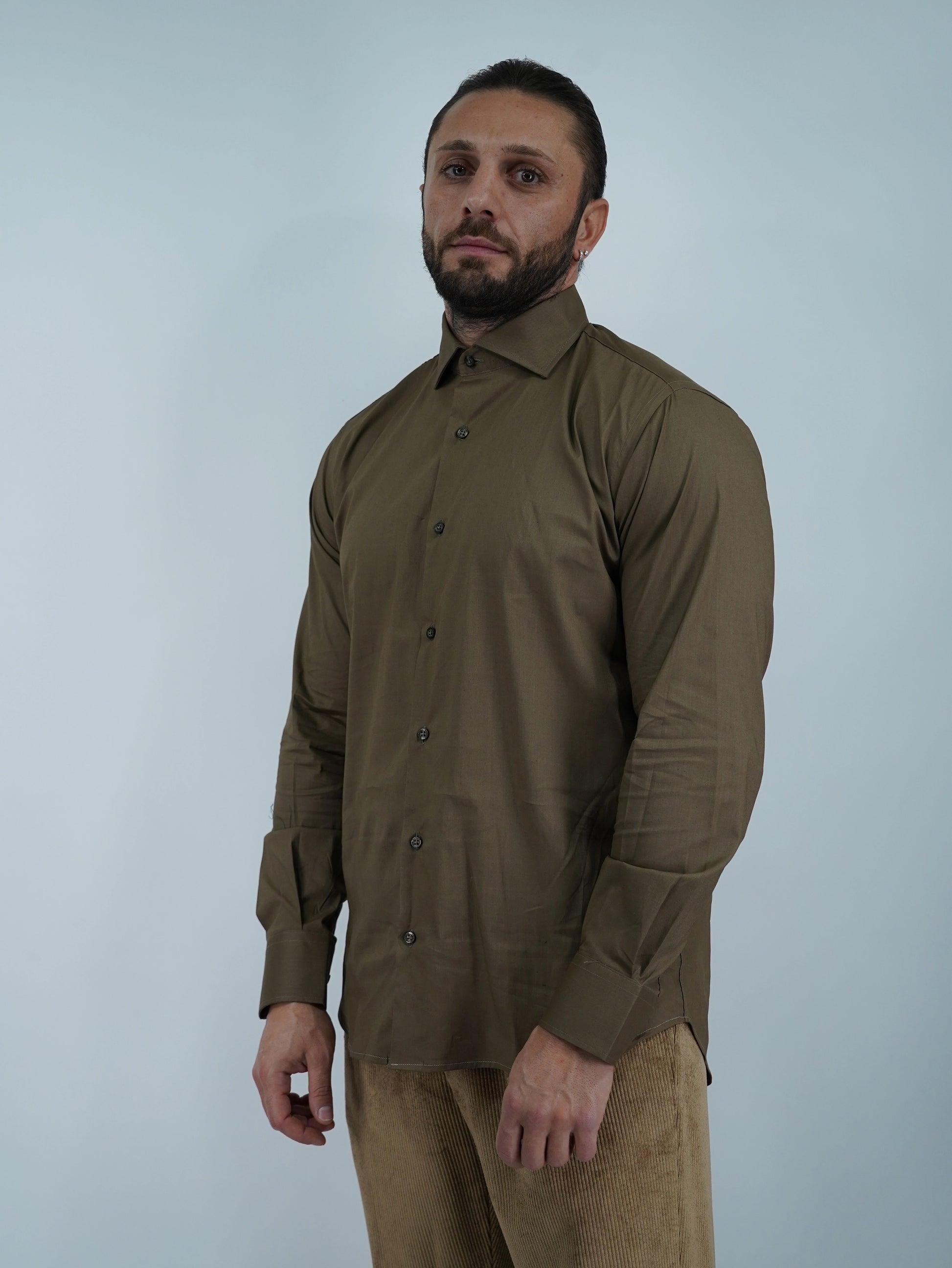 Camicia collo francese Tabacco