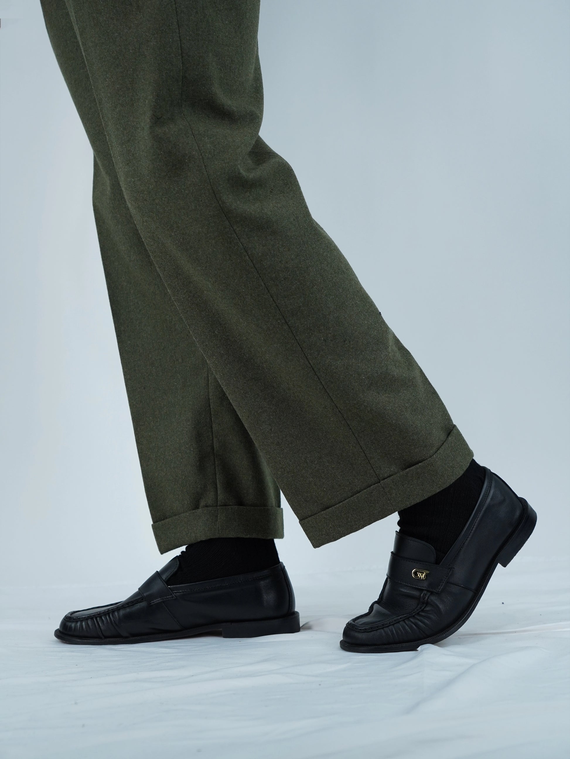 Gurkha con passanti in flanella verde foresta fondo 23cm