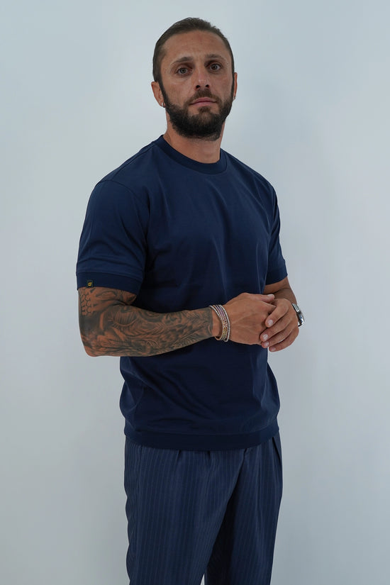 T-Shirt in Filo di Scozia | Girocollo| Blu
